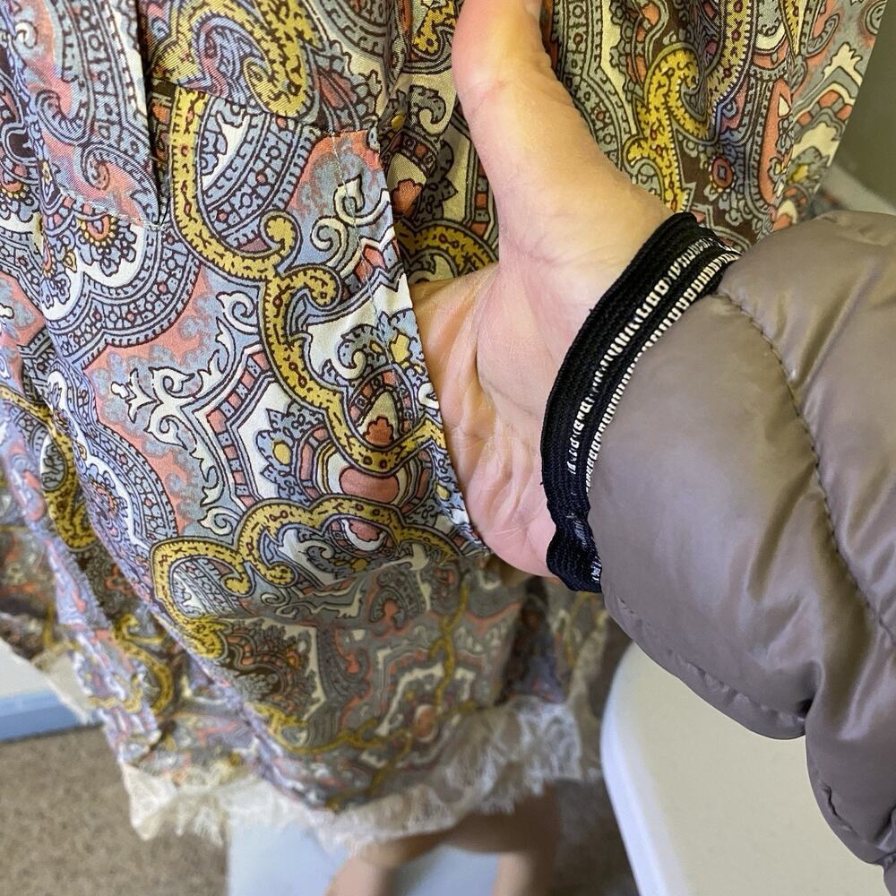 MissJune Woman 3 Luxury Silk ShirtDress LongSleeve Lace Dainty Paisley Whimsical - Picture 9 of 11